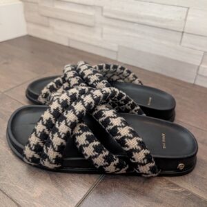 Anine Bing Black and Cream Sandals